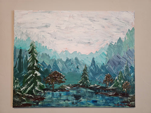 Moody Mountain Lake Painting